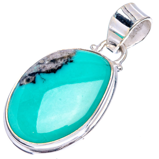 Campitos turquoise oval pendant .925 sterling silver bezel with hinged bail