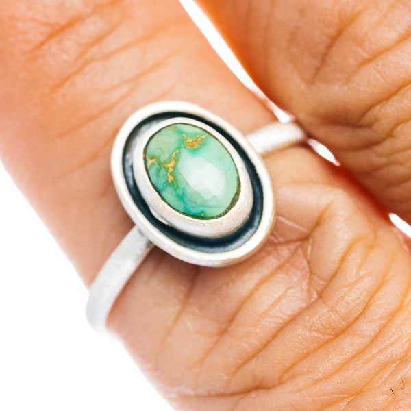 Southwestern Style Royston Turquoise Ring Size 7.75 (.925 Sterling Silver)
