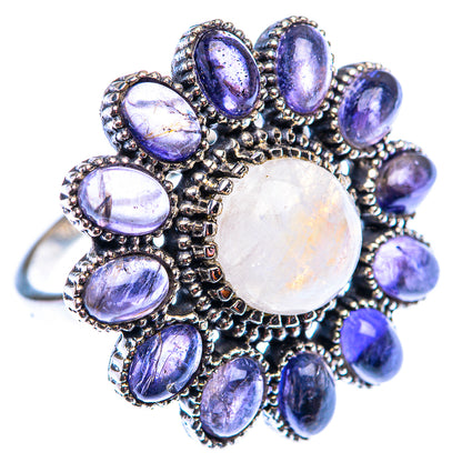 Large Rainbow Moonstone, Tanzanite Ring Size 10 (925 Sterling Silver) RING140186
