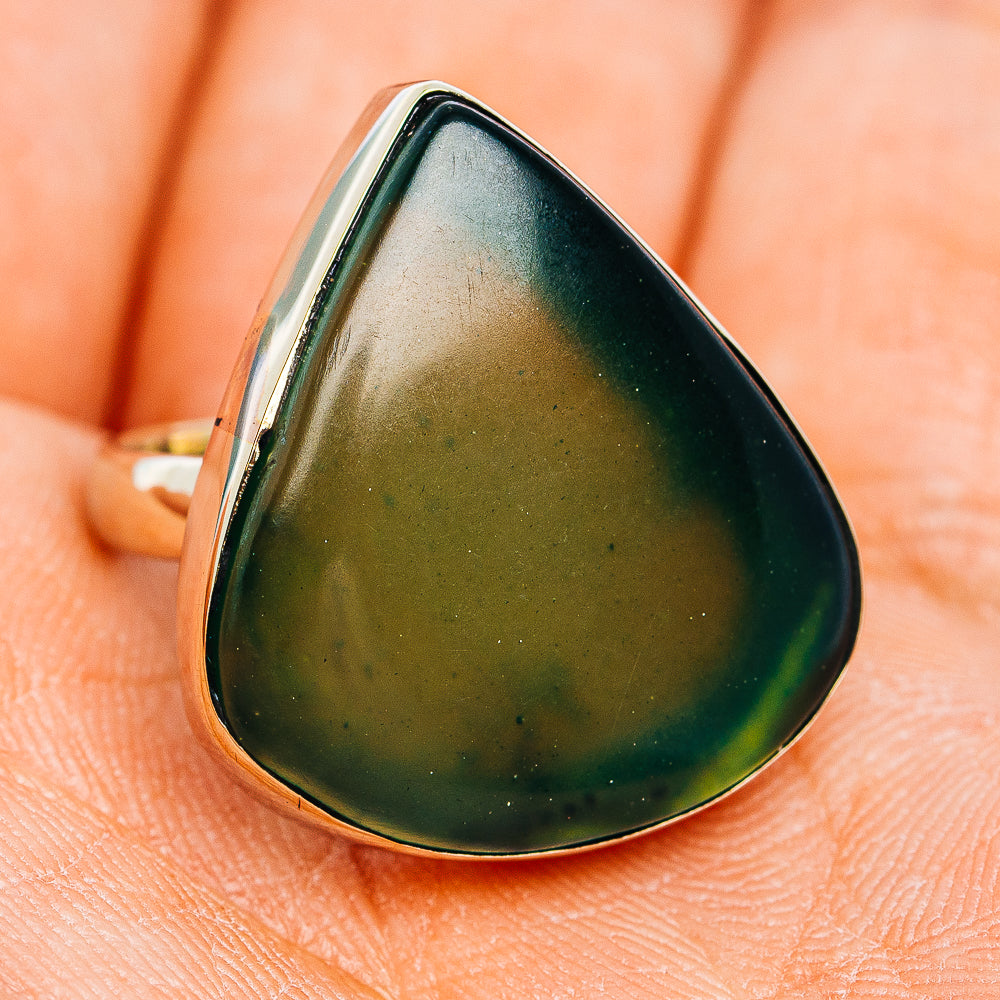 Nephrite Jade Ring Size 6.75 (German Silver)