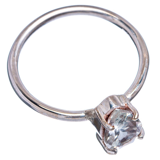Sterling silver ring with oval clear gemstone, round prongs, visible band