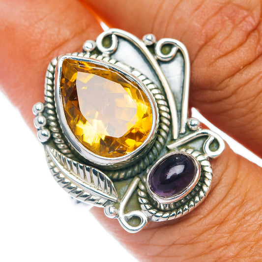 Premium Southwest Style Citrine, Amethyst Ring Size 9 (.925 Sterling Silver)