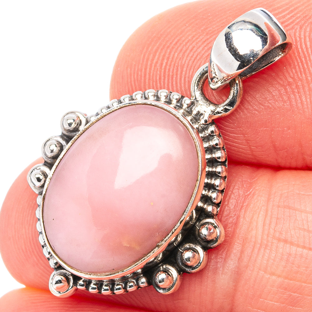 Pink Opal Pendant 1 1/4" (.925 Sterling Silver)