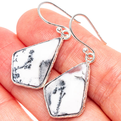 Dendritic Opal Earrings 1 3/8" (925 Sterling Silver) E1929