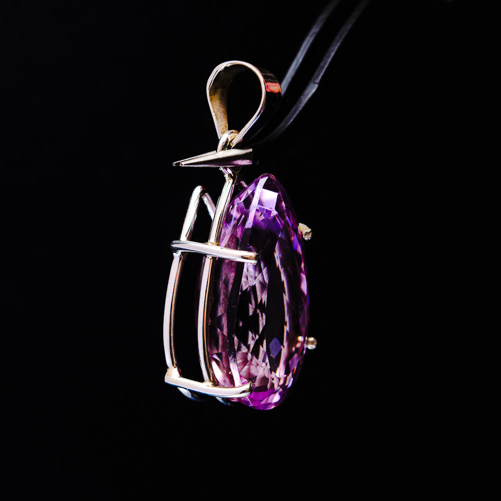 20.24ct Faceted Brazilian Amethyst Pendant 1 5/8" (.925 Sterling Silver)