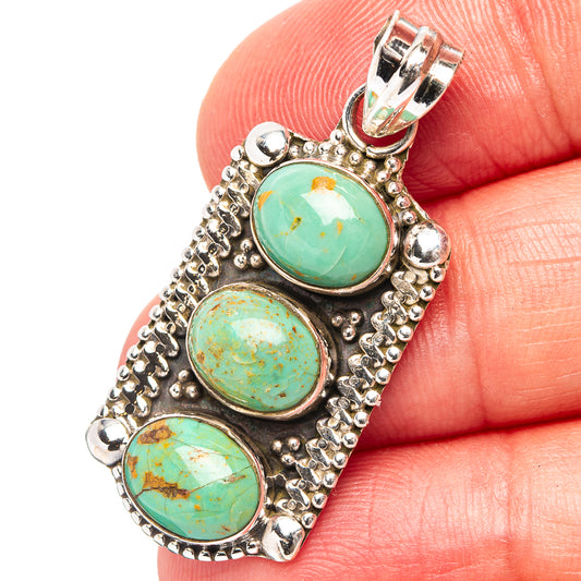 Turquoise pendant with three round turquoise cabochons in .925 sterling silver frame