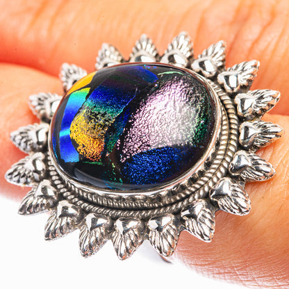 Large Dichroic Glass Ring Size 6.5 (925 Sterling Silver) R142328