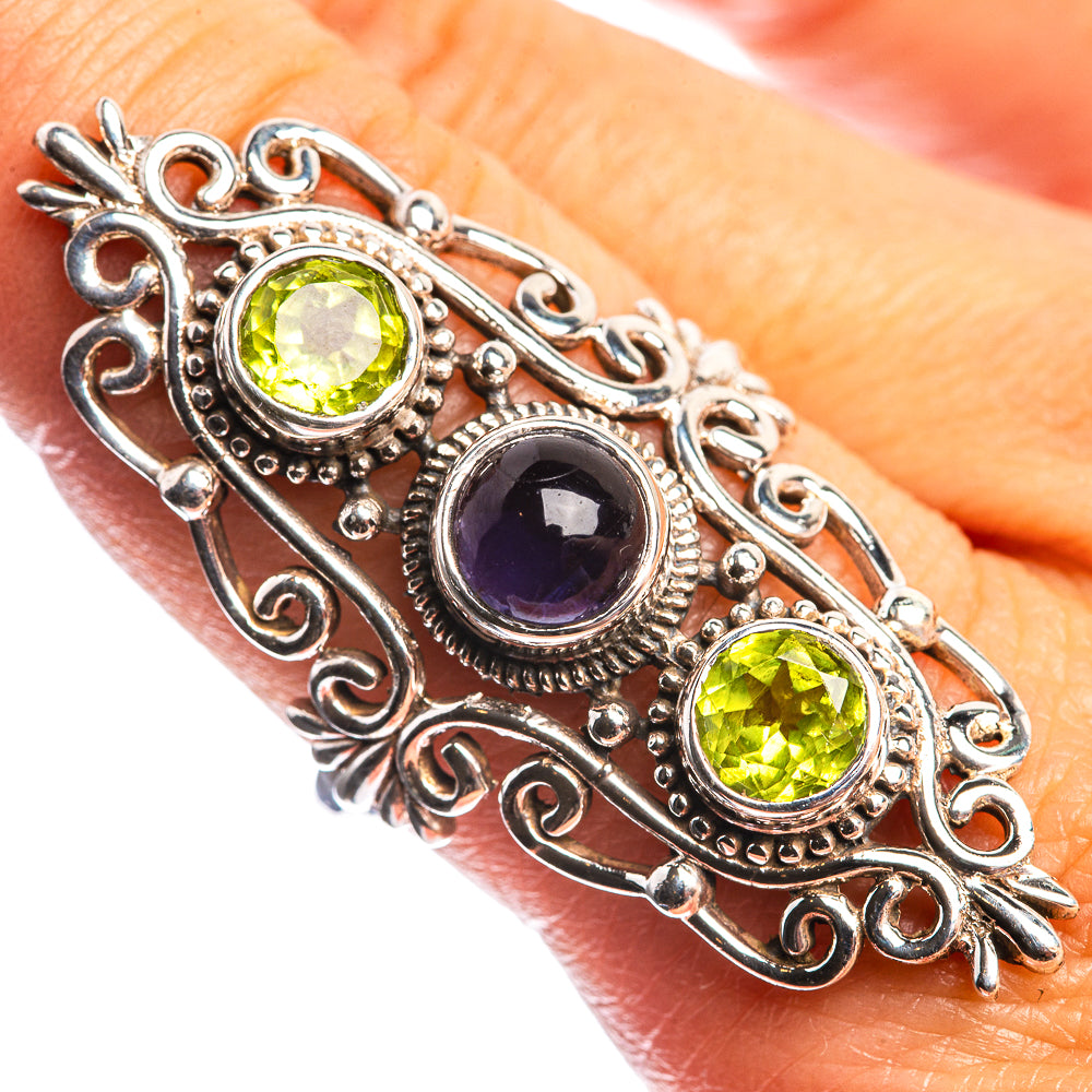 Large Tanzanite, Peridot 925 Sterling Silver Ring Size 9.5