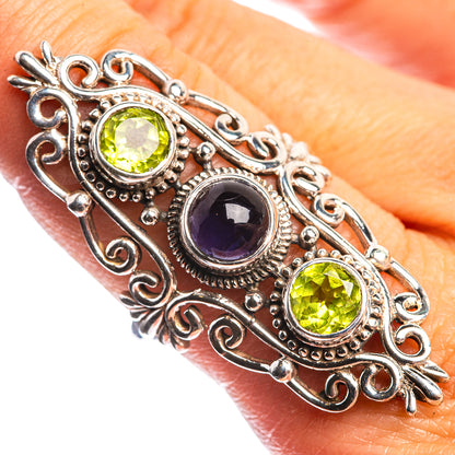 Large Tanzanite, Peridot 925 Sterling Silver Ring Size 9.5
