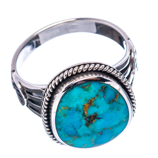 925 sterling silver ring with turquoise oval cabochon and braided bezel, engraved band