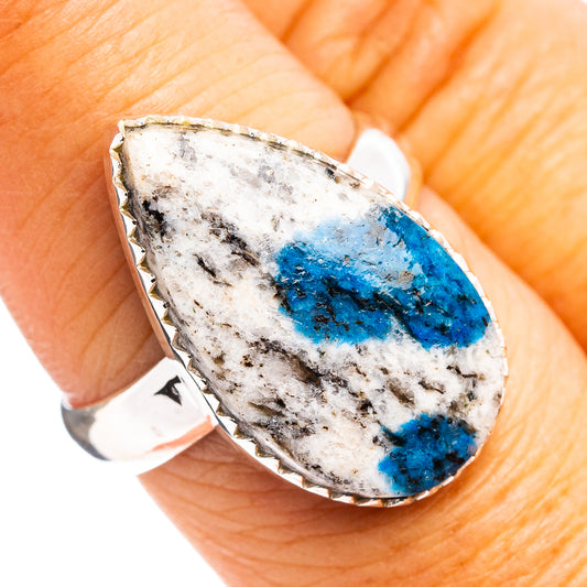 K2 azurite ring, size 7.75, oval sterling silver setting with blue stone