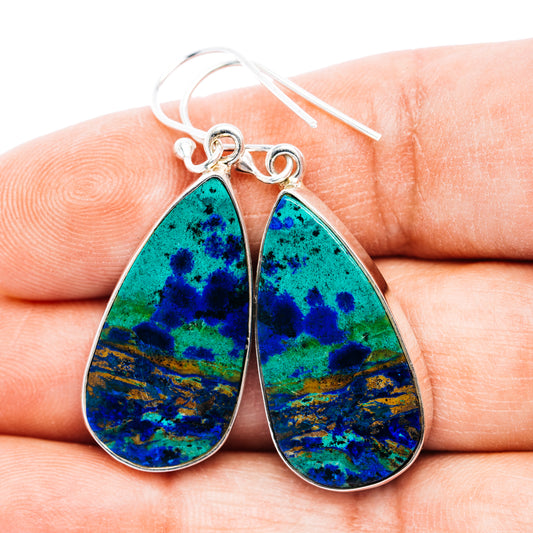 Large Premium Bluebird Azurite Earrings 1 3/4" (.925 Sterling Silver)