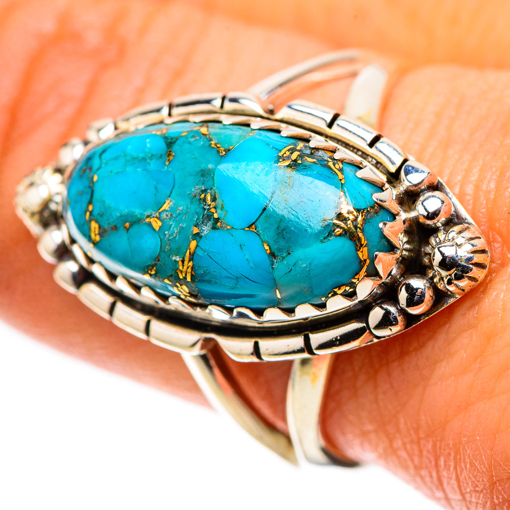 Blue Copper Composite Turquoise Ring Size 9.25 (925 Sterling Silver) RING138679