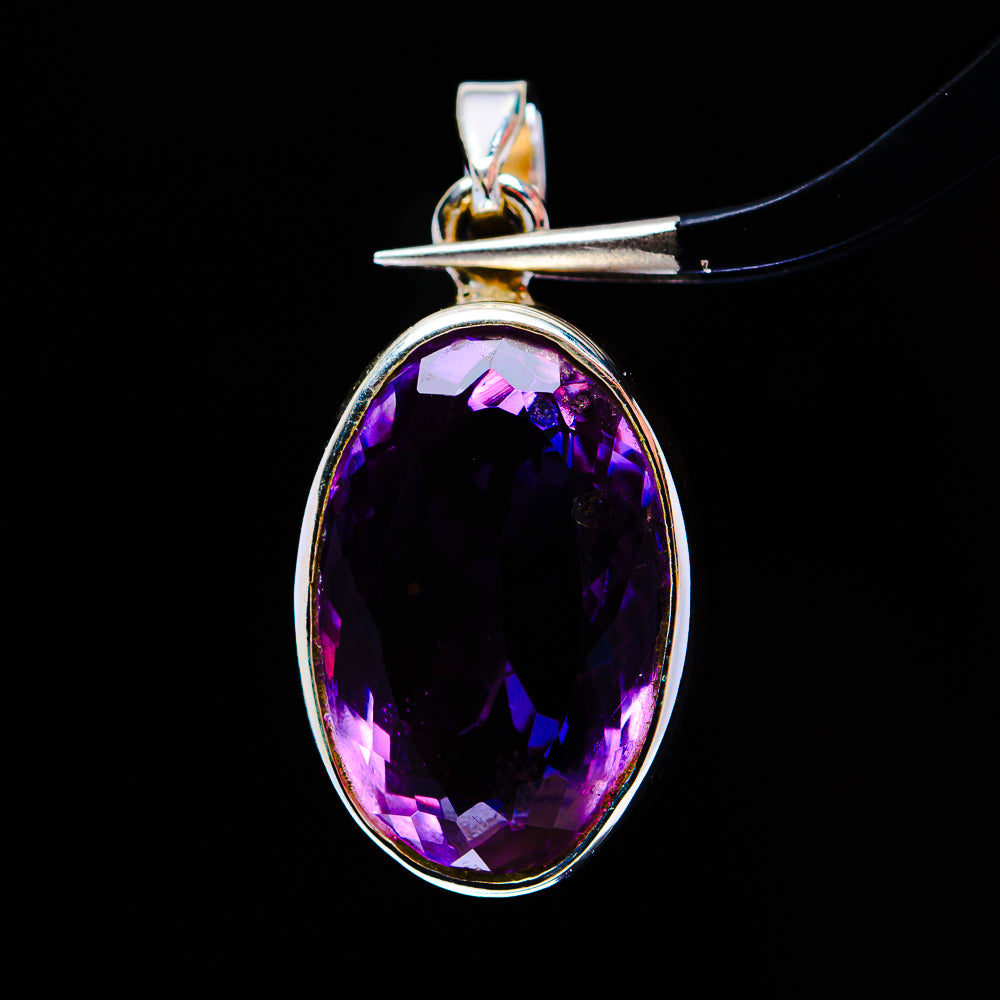 13.66ct Premium Faceted Amethyst Pendant 1" (.925 Sterling Silver)