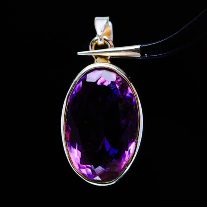 13.66ct Premium Faceted Amethyst Pendant 1" (.925 Sterling Silver)