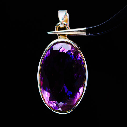 13.66ct Premium Faceted Amethyst Pendant 1" (.925 Sterling Silver)
