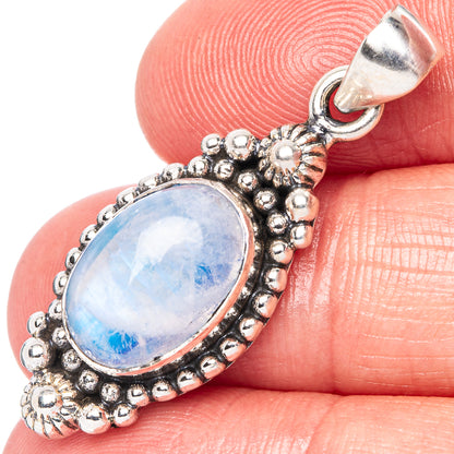 Rainbow Moonstone Pendant 1 3/8" (925 Sterling Silver) P42392