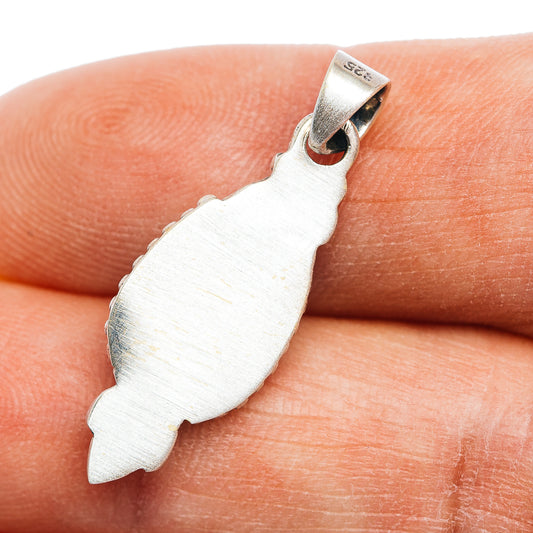 Sterling silver pendant back, leaf/feather outline with textured finish and bail loop