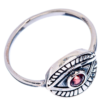 Garnet Eye Dainty Ring Size 6 (.925 Sterling Silver)