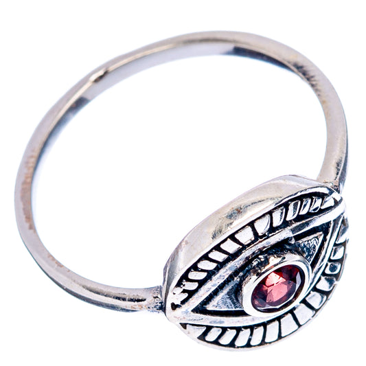 Garnet eye ring size 6, .925 sterling silver with oval red gemstone set