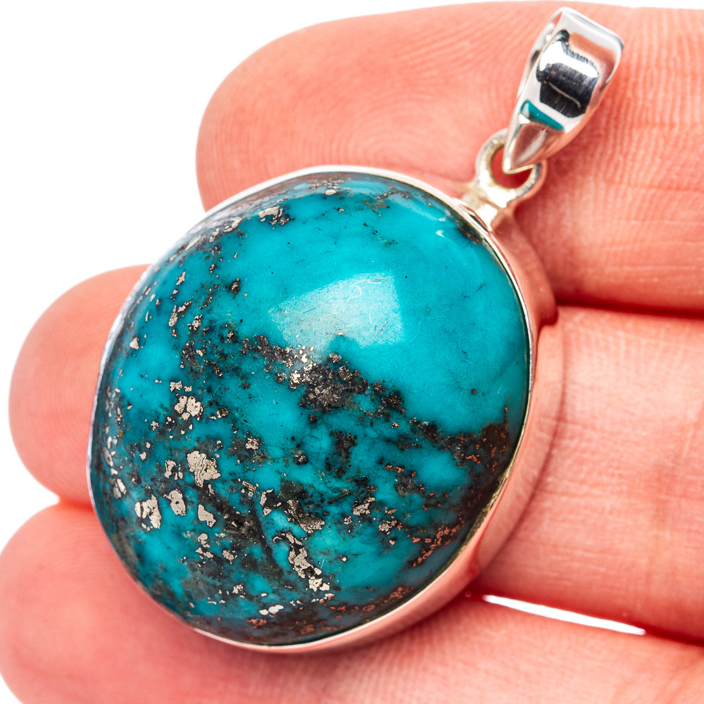Premium Persian Turquoise Pendant 1 1/2" (.925 Sterling Silver)