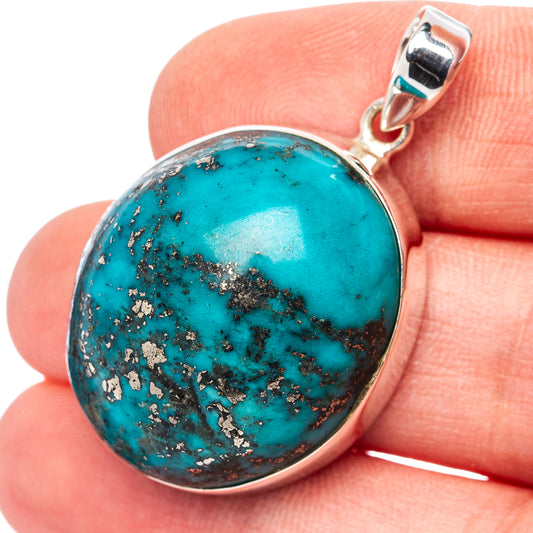 Premium Persian Turquoise Pendant 1 1/2" (.925 Sterling Silver)