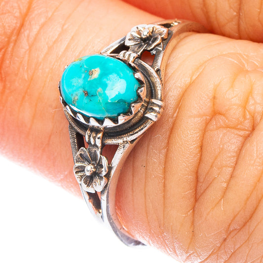 Value Arizona Turquoise Flower Ring Size 6.5 (925 Sterling Silver) R7306