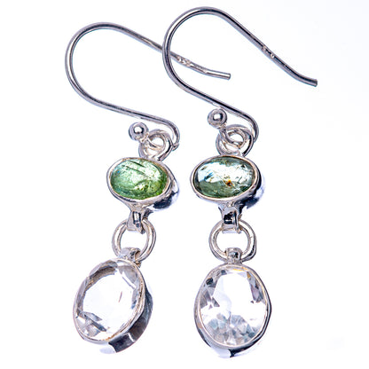 White Quartz, Peridot 925 Sterling Silver Earrings 1 3/8" (925 Sterling Silver) E1430