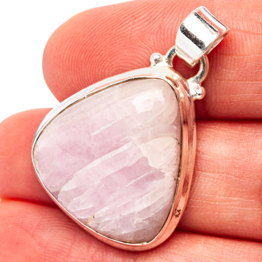 Sterling silver Kunzite pendant with teardrop pink cabochon gemstone and bail