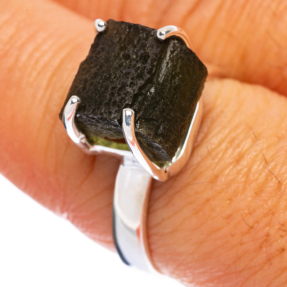 Rare Czech Moldavite Ring Size 8 (925 Sterling Silver) R146405