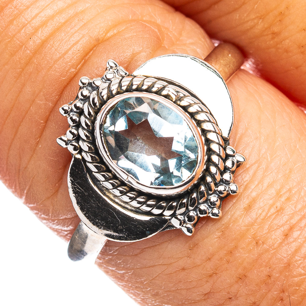 Blue Topaz Ring Size 8.25 (.925 Sterling Silver)