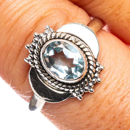 Blue Topaz Ring Size 8.25 (.925 Sterling Silver)
