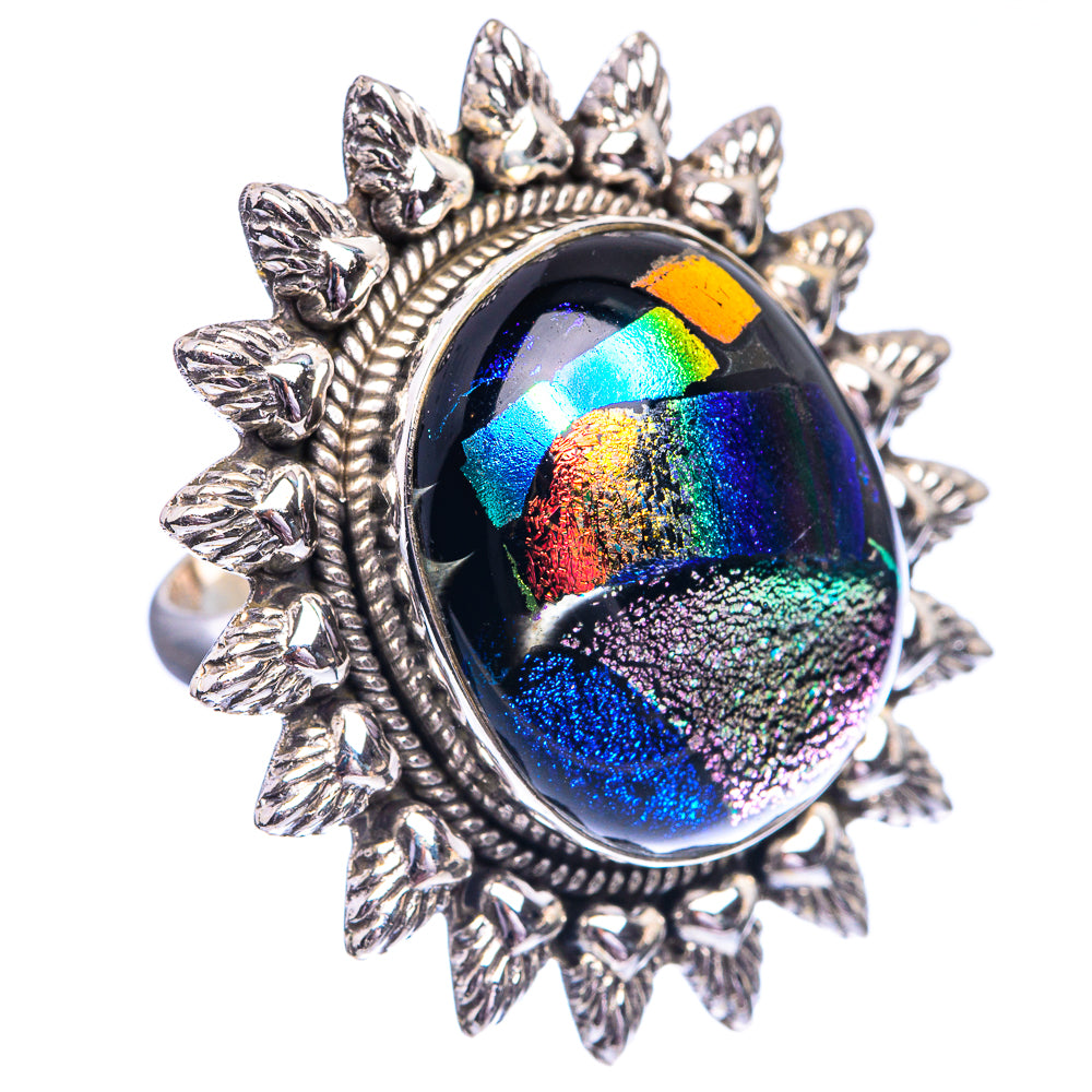 Large Dichroic Glass Ring Size 6.5 (925 Sterling Silver) R142328