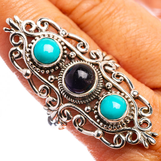 Large Tanzanite, Sleeping Beauty Turquoise 925 Sterling Silver Ring Size 9.75