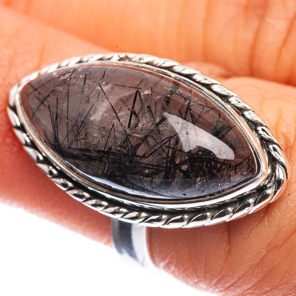 Tourmalinated Quartz 925 Sterling Silver Ring Size 6.25