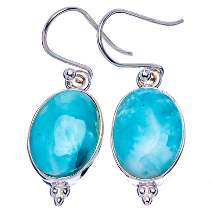 Larimar 925 Sterling Silver Earrings 1 3/8" (925 Sterling Silver) E1952