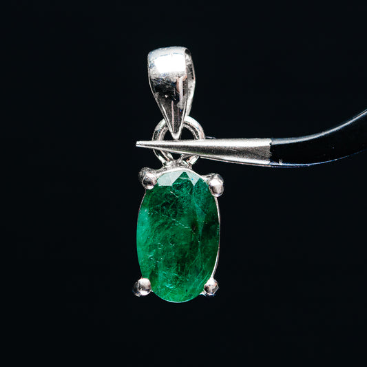 Premium Faceted Zambian Emerald Pendant 3/4" (.925 Sterling Silver)