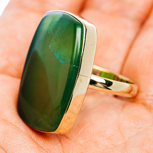 Nephrite Jade Ring Size 8.75 (German Silver)