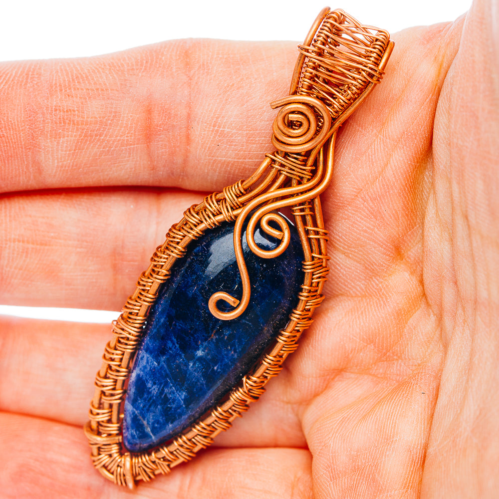 Sodalite Wire Wrap Pendant 2 5/8" (Copper)