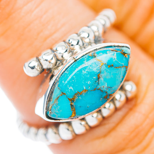 Ice Blue Dahlia Turquoise Ring Size 6.5 (.925 Sterling Silver)