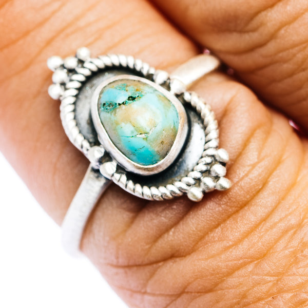 Southwestern Style Royston Turquoise Ring Size 8 (.925 Sterling Silver)