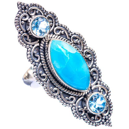 Large Larimar, Blue Topaz Ring Size 6 (925 Sterling Silver) R141363