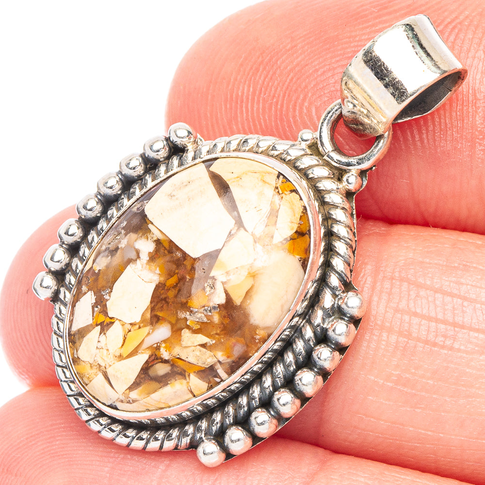 Brecciated Mookaite Pendant 1 1/4" (925 Sterling Silver) P43900