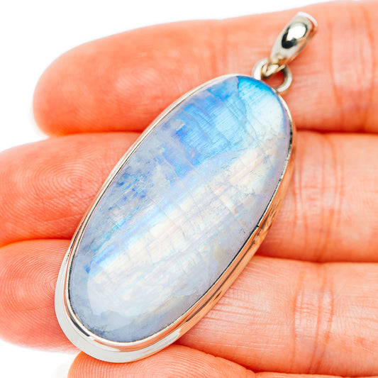 Rainbow Moonstone Pendant 2 1/8" (German Silver)