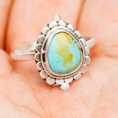 Southwestern Style Royston Turquoise Ring Size 6.75 (.925 Sterling Silver)