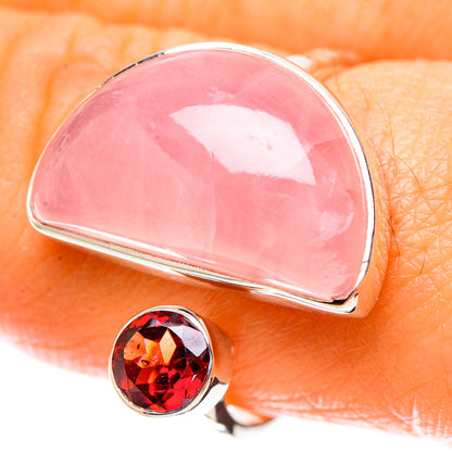 Premium Rose Quartz, Garnet Ring Size 9 (925 Sterling Silver) RING138073
