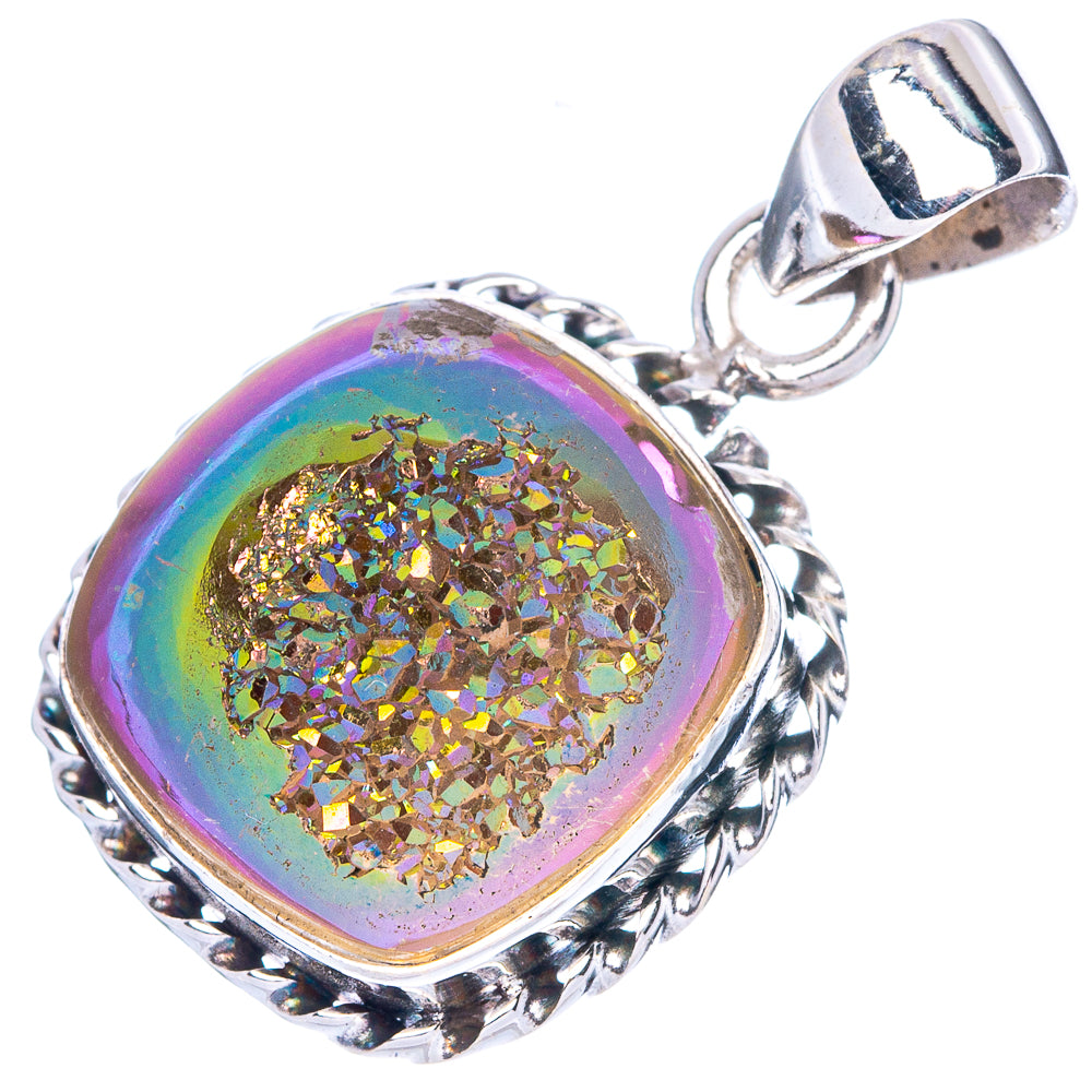 Titanium Druzy Pendant 1 1/8" (925 Sterling Silver) P42440