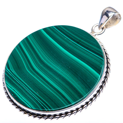 Malachite Coin Pendant 2" (925 Sterling Silver) PD38481