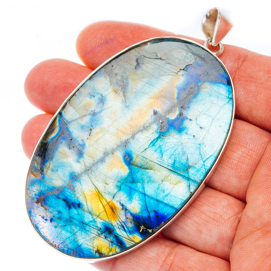 Gigantic Premium Spectrolite Pendant 3 1/8" (.925 Sterling Silver) PD52319