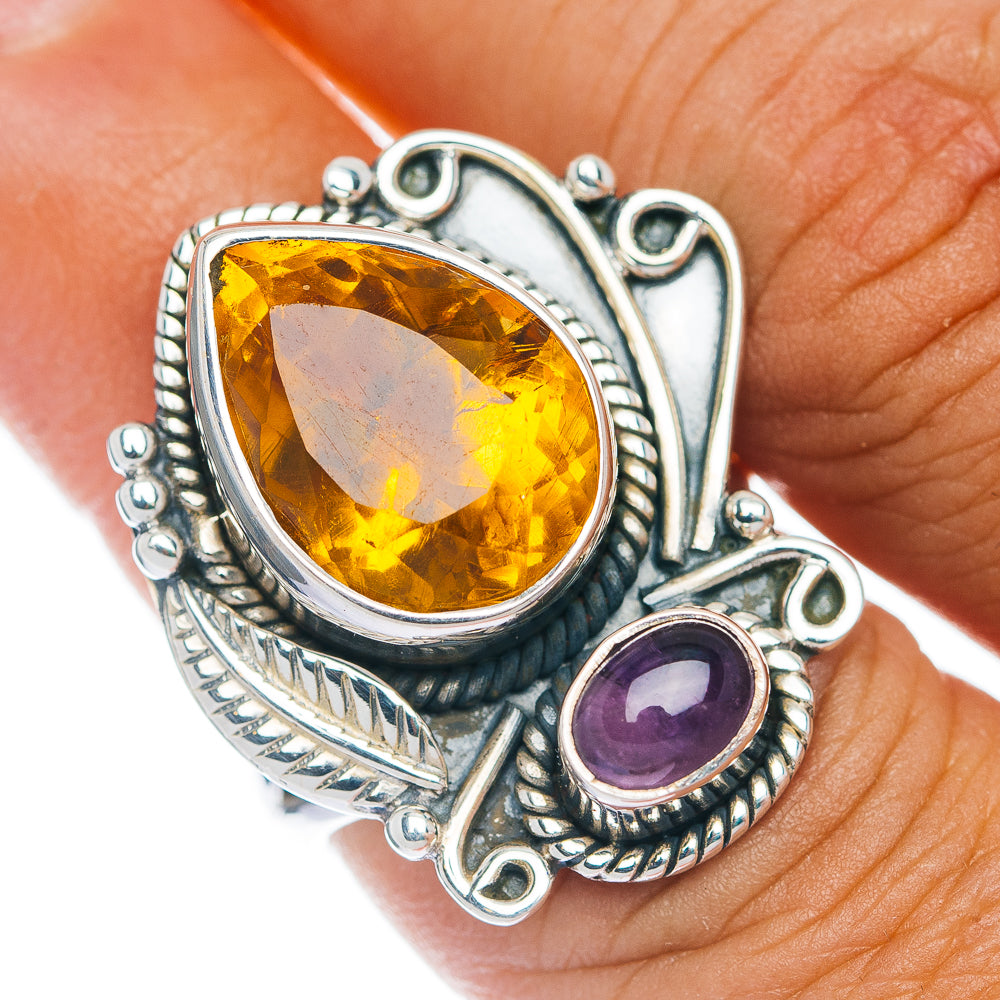 Premium Southwest Style Citrine, Amethyst Ring Size 8 (.925 Sterling Silver)